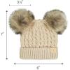imageCC Kids Cable Knit Double Pom Beanie for Kids  Comfortable Soft Warm Children Youth Skully Hat with PomNatural Faux Fur Pom Beige
