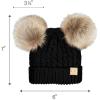 imageCC Kids Cable Knit Double Pom Beanie for Kids  Comfortable Soft Warm Children Youth Skully Hat with PomNatural Faux Fur Pom Black