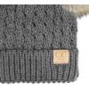 imageCC Kids Cable Knit Double Pom Beanie for Kids  Comfortable Soft Warm Children Youth Skully Hat with PomNatural Faux Fur Pom Dark Melange Gray
