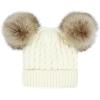 imageCC Kids Cable Knit Double Pom Beanie for Kids  Comfortable Soft Warm Children Youth Skully Hat with PomNatural Faux Fur Pom Ivory