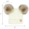 imageCC Kids Cable Knit Double Pom Beanie for Kids  Comfortable Soft Warm Children Youth Skully Hat with PomNatural Faux Fur Pom Ivory