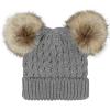 imageCC Kids Cable Knit Double Pom Beanie for Kids  Comfortable Soft Warm Children Youth Skully Hat with PomNatural Faux Fur Pom Light Melange Gray