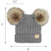 imageCC Kids Cable Knit Double Pom Beanie for Kids  Comfortable Soft Warm Children Youth Skully Hat with PomNatural Faux Fur Pom Light Melange Gray