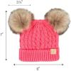 imageCC Kids Cable Knit Double Pom Beanie for Kids  Comfortable Soft Warm Children Youth Skully Hat with PomNatural Faux Fur Pom New Candy Pink