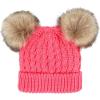 imageCC Kids Cable Knit Double Pom Beanie for Kids  Comfortable Soft Warm Children Youth Skully Hat with PomNatural Faux Fur Pom New Candy Pink