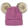 imageCC Kids Cable Knit Double Pom Beanie for Kids  Comfortable Soft Warm Children Youth Skully Hat with PomNatural Faux Fur Pom New Lavender