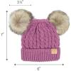 imageCC Kids Cable Knit Double Pom Beanie for Kids  Comfortable Soft Warm Children Youth Skully Hat with PomNatural Faux Fur Pom New Lavender