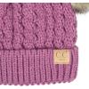 imageCC Kids Cable Knit Double Pom Beanie for Kids  Comfortable Soft Warm Children Youth Skully Hat with PomNatural Faux Fur Pom New Lavender
