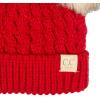 imageCC Kids Cable Knit Double Pom Beanie for Kids  Comfortable Soft Warm Children Youth Skully Hat with PomNatural Faux Fur Pom Red