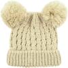 imageCC Kids Cable Knit Double Pom Beanie for Kids  Comfortable Soft Warm Children Youth Skully Hat with PomYarn Pom Beige