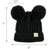 imageCC Kids Cable Knit Double Pom Beanie for Kids  Comfortable Soft Warm Children Youth Skully Hat with PomYarn Pom Black