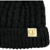 imageCC Kids Cable Knit Double Pom Beanie for Kids  Comfortable Soft Warm Children Youth Skully Hat with PomYarn Pom Black