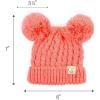 imageCC Kids Cable Knit Double Pom Beanie for Kids  Comfortable Soft Warm Children Youth Skully Hat with PomYarn Pom Coral