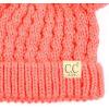 imageCC Kids Cable Knit Double Pom Beanie for Kids  Comfortable Soft Warm Children Youth Skully Hat with PomYarn Pom Coral
