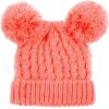 imageCC Kids Cable Knit Double Pom Beanie for Kids  Comfortable Soft Warm Children Youth Skully Hat with PomYarn Pom Coral