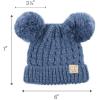 imageCC Kids Cable Knit Double Pom Beanie for Kids  Comfortable Soft Warm Children Youth Skully Hat with PomYarn Pom Dark Denim