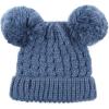 imageCC Kids Cable Knit Double Pom Beanie for Kids  Comfortable Soft Warm Children Youth Skully Hat with PomYarn Pom Dark Denim