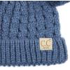 imageCC Kids Cable Knit Double Pom Beanie for Kids  Comfortable Soft Warm Children Youth Skully Hat with PomYarn Pom Dark Denim
