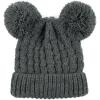 imageCC Kids Cable Knit Double Pom Beanie for Kids  Comfortable Soft Warm Children Youth Skully Hat with PomYarn Pom Dark Melange Gray