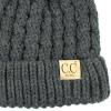 imageCC Kids Cable Knit Double Pom Beanie for Kids  Comfortable Soft Warm Children Youth Skully Hat with PomYarn Pom Dark Melange Gray