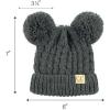 imageCC Kids Cable Knit Double Pom Beanie for Kids  Comfortable Soft Warm Children Youth Skully Hat with PomYarn Pom Dark Melange Gray