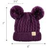 imageCC Kids Cable Knit Double Pom Beanie for Kids  Comfortable Soft Warm Children Youth Skully Hat with PomYarn Pom Dark Purple