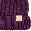imageCC Kids Cable Knit Double Pom Beanie for Kids  Comfortable Soft Warm Children Youth Skully Hat with PomYarn Pom Dark Purple