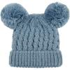 imageCC Kids Cable Knit Double Pom Beanie for Kids  Comfortable Soft Warm Children Youth Skully Hat with PomYarn Pom Denim