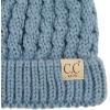 imageCC Kids Cable Knit Double Pom Beanie for Kids  Comfortable Soft Warm Children Youth Skully Hat with PomYarn Pom Denim