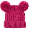 imageCC Kids Cable Knit Double Pom Beanie for Kids  Comfortable Soft Warm Children Youth Skully Hat with PomYarn Pom Hot Pink