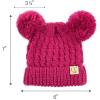 imageCC Kids Cable Knit Double Pom Beanie for Kids  Comfortable Soft Warm Children Youth Skully Hat with PomYarn Pom Hot Pink