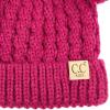 imageCC Kids Cable Knit Double Pom Beanie for Kids  Comfortable Soft Warm Children Youth Skully Hat with PomYarn Pom Hot Pink