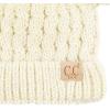 imageCC Kids Cable Knit Double Pom Beanie for Kids  Comfortable Soft Warm Children Youth Skully Hat with PomYarn Pom Ivory