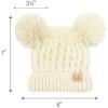 imageCC Kids Cable Knit Double Pom Beanie for Kids  Comfortable Soft Warm Children Youth Skully Hat with PomYarn Pom Ivory