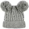 imageCC Kids Cable Knit Double Pom Beanie for Kids  Comfortable Soft Warm Children Youth Skully Hat with PomYarn Pom Light Melange Gray