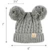 imageCC Kids Cable Knit Double Pom Beanie for Kids  Comfortable Soft Warm Children Youth Skully Hat with PomYarn Pom Light Melange Gray