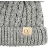imageCC Kids Cable Knit Double Pom Beanie for Kids  Comfortable Soft Warm Children Youth Skully Hat with PomYarn Pom Light Melange Gray