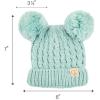 imageCC Kids Cable Knit Double Pom Beanie for Kids  Comfortable Soft Warm Children Youth Skully Hat with PomYarn Pom Mint