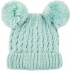 imageCC Kids Cable Knit Double Pom Beanie for Kids  Comfortable Soft Warm Children Youth Skully Hat with PomYarn Pom Mint