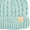 imageCC Kids Cable Knit Double Pom Beanie for Kids  Comfortable Soft Warm Children Youth Skully Hat with PomYarn Pom Mint