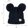 imageCC Kids Cable Knit Double Pom Beanie for Kids  Comfortable Soft Warm Children Youth Skully Hat with PomYarn Pom Navy