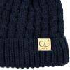 imageCC Kids Cable Knit Double Pom Beanie for Kids  Comfortable Soft Warm Children Youth Skully Hat with PomYarn Pom Navy