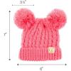 imageCC Kids Cable Knit Double Pom Beanie for Kids  Comfortable Soft Warm Children Youth Skully Hat with PomYarn Pom New Candy Pink