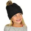 imageCC Kids Childrens Cable Knit Faux Fuzzy Fur Pom Fleece Lined Cuff BeanieBlack
