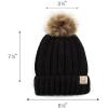 imageCC Kids Childrens Cable Knit Faux Fuzzy Fur Pom Fleece Lined Cuff BeanieBlack