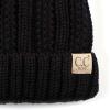 imageCC Kids Childrens Cable Knit Faux Fuzzy Fur Pom Fleece Lined Cuff BeanieBlack
