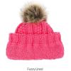 imageCC Kids Childrens Cable Knit Faux Fuzzy Fur Pom Fleece Lined Cuff BeanieCandy Pink