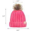 imageCC Kids Childrens Cable Knit Faux Fuzzy Fur Pom Fleece Lined Cuff BeanieCandy Pink
