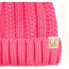 imageCC Kids Childrens Cable Knit Faux Fuzzy Fur Pom Fleece Lined Cuff BeanieCandy Pink