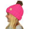 imageCC Kids Childrens Cable Knit Faux Fuzzy Fur Pom Fleece Lined Cuff BeanieCandy Pink